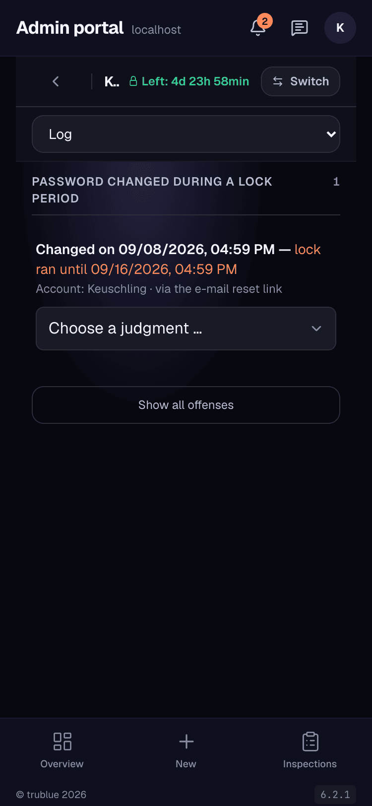 Password Change During a Lock Period
