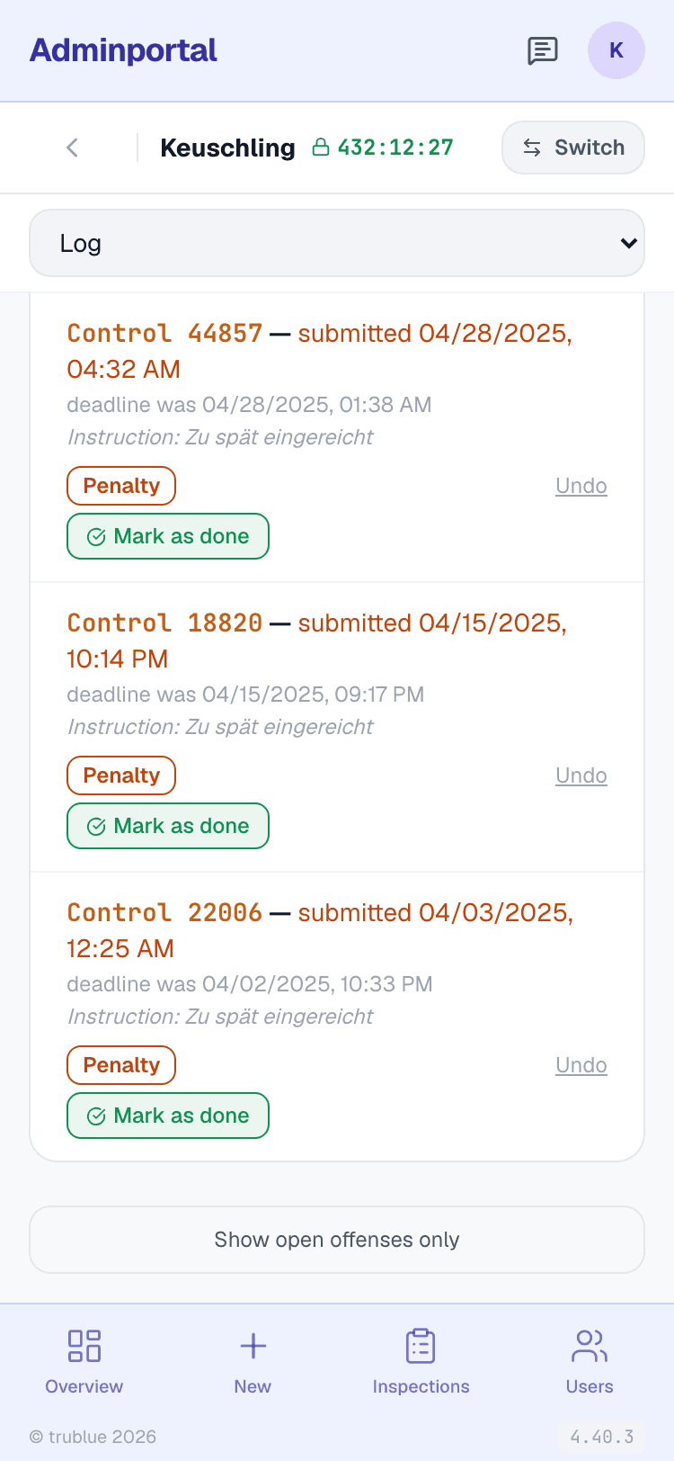Penalty Log with Verdict Loop